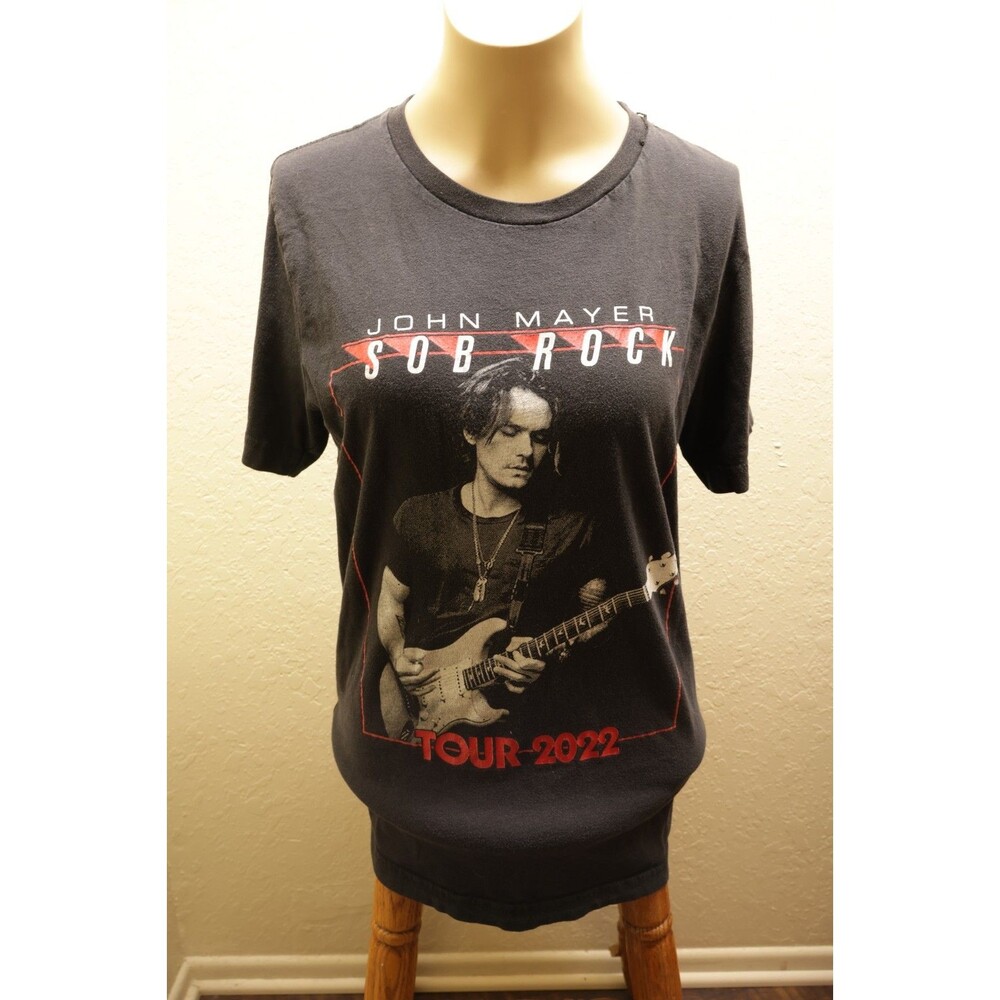 John Mayer Sob Rock Tour T Shirt Mens Black 2022 US Concert Band Graphic FLAW